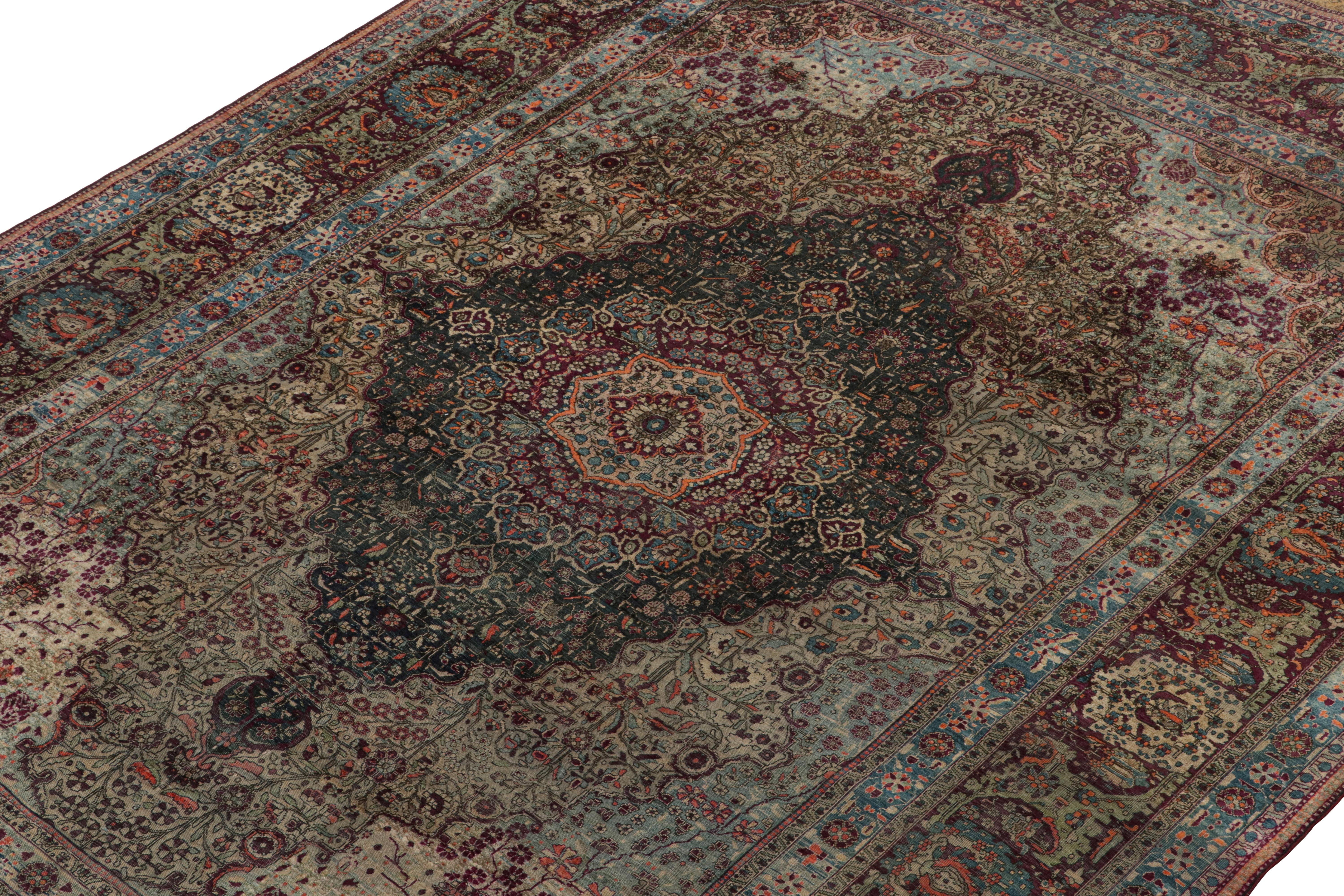 Antiker persischer Mohtashem Kashan-Teppich mit Blumenmedaillons (Persisch) im Angebot