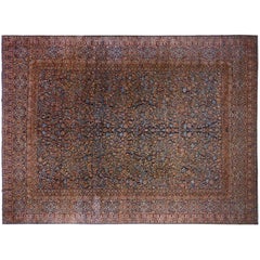 Tapis persan antique Mohtesham Kashan Oriental, grande taille, avec marque de tisserand