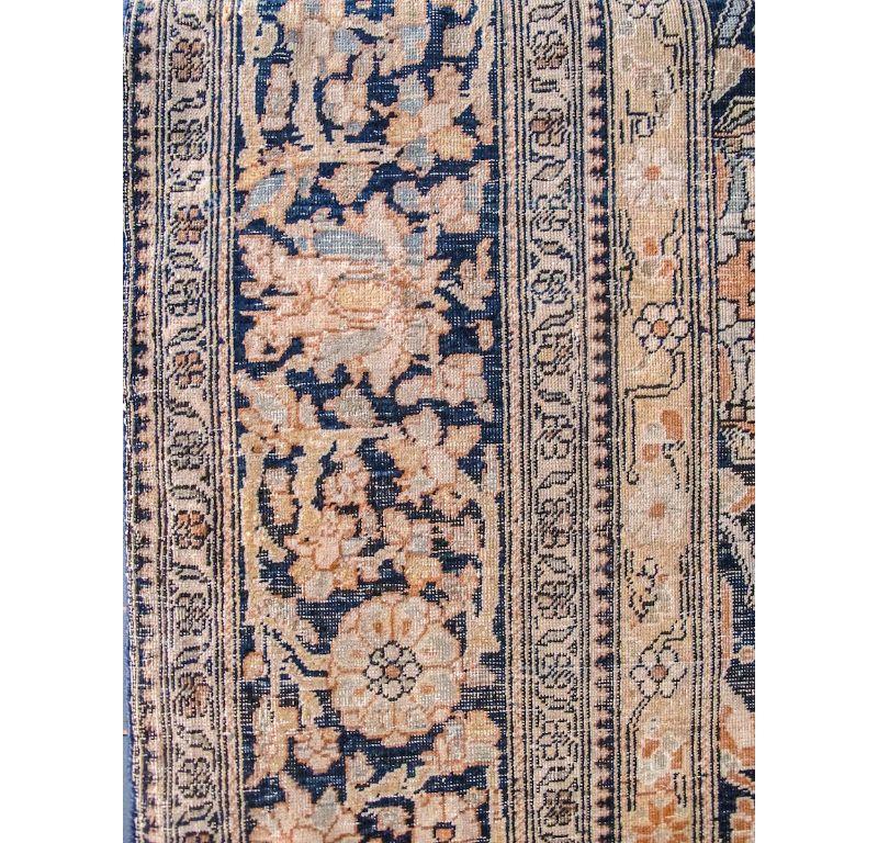 Hand-Knotted Antique Persian Mohtesham Kashan Rug, Late 19th Century For Sale