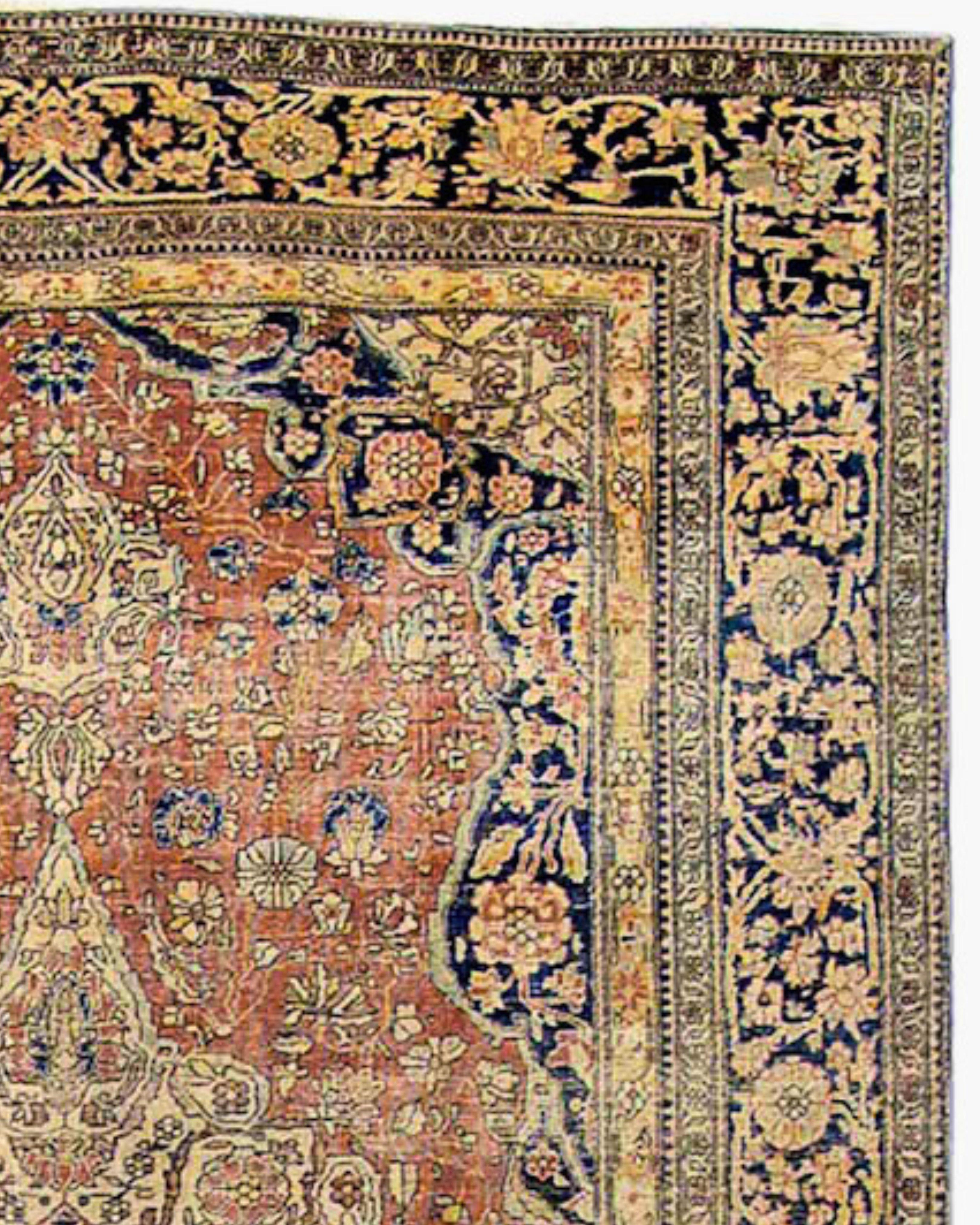 Antiker persischer Mohtesham Kashan-Teppich, spätes 19. Jahrhundert (Wolle) im Angebot
