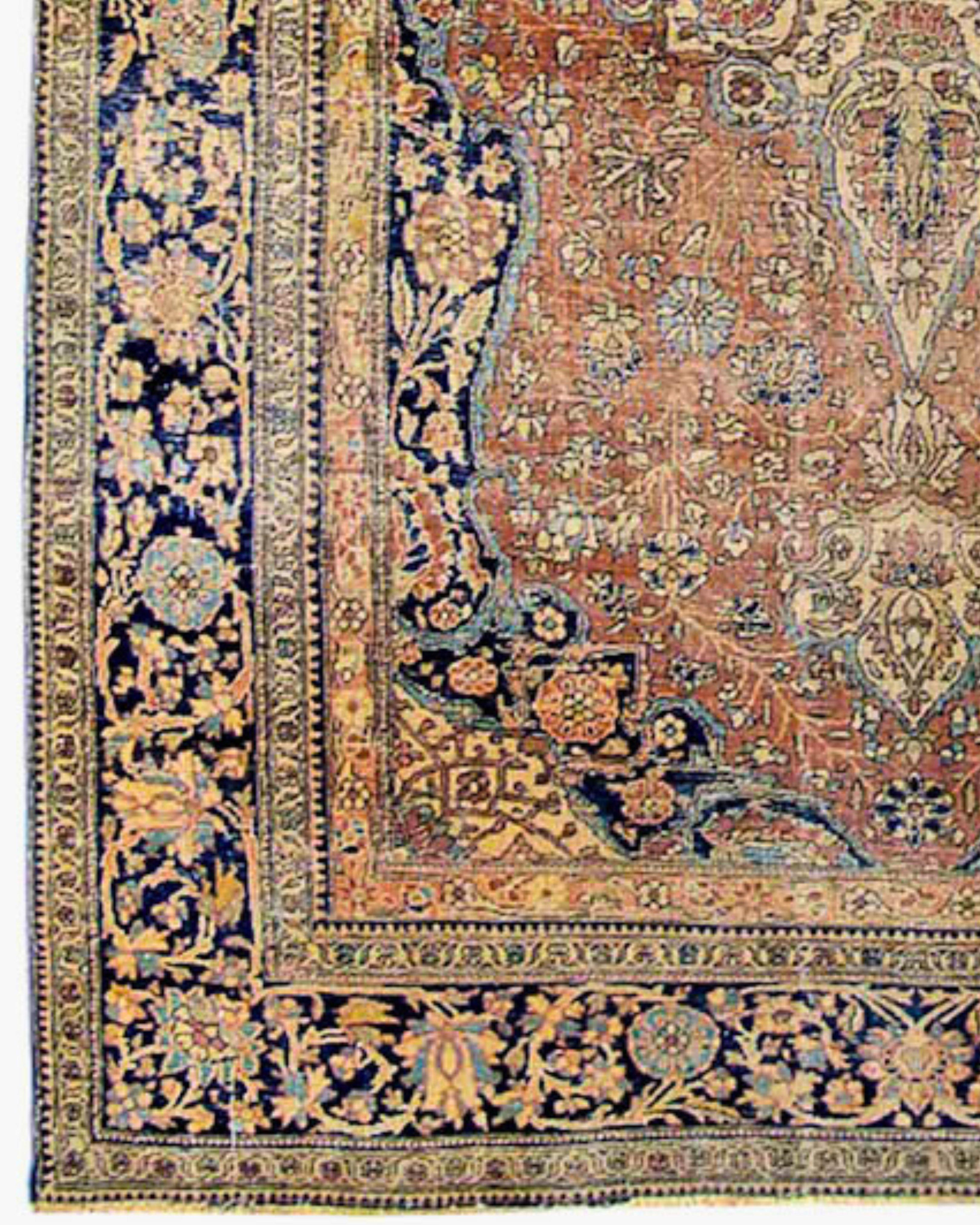 Antique Persian Mohtesham Kashan Rug, Late 19th Century For Sale 3