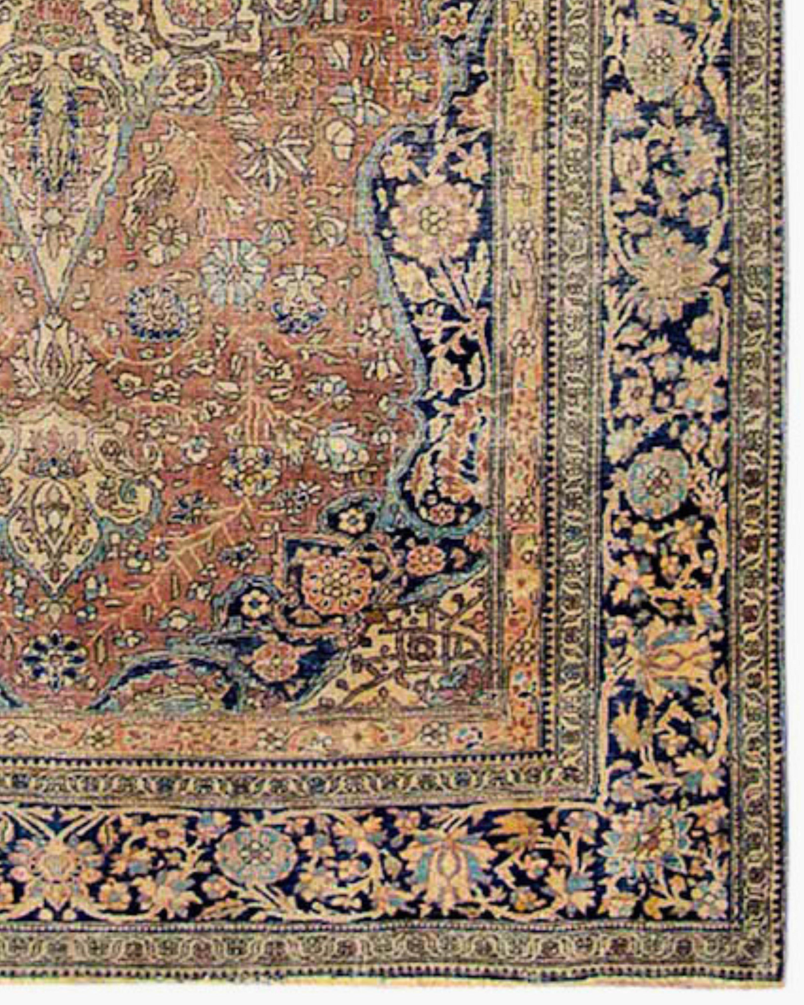 Antique Persian Mohtesham Kashan Rug, Late 19th Century For Sale 4