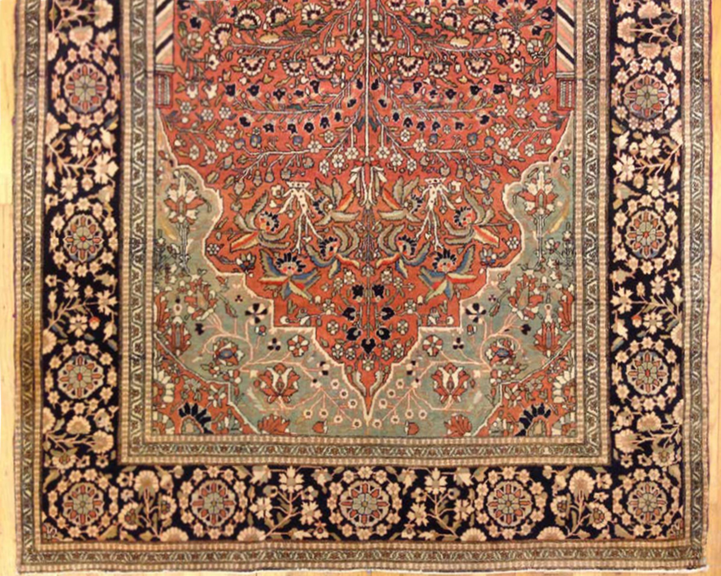 Antique Persian Mohtesham Kashan Rug, Small Size with Lantern Design, circa 1890 In Good Condition For Sale In New York, NY