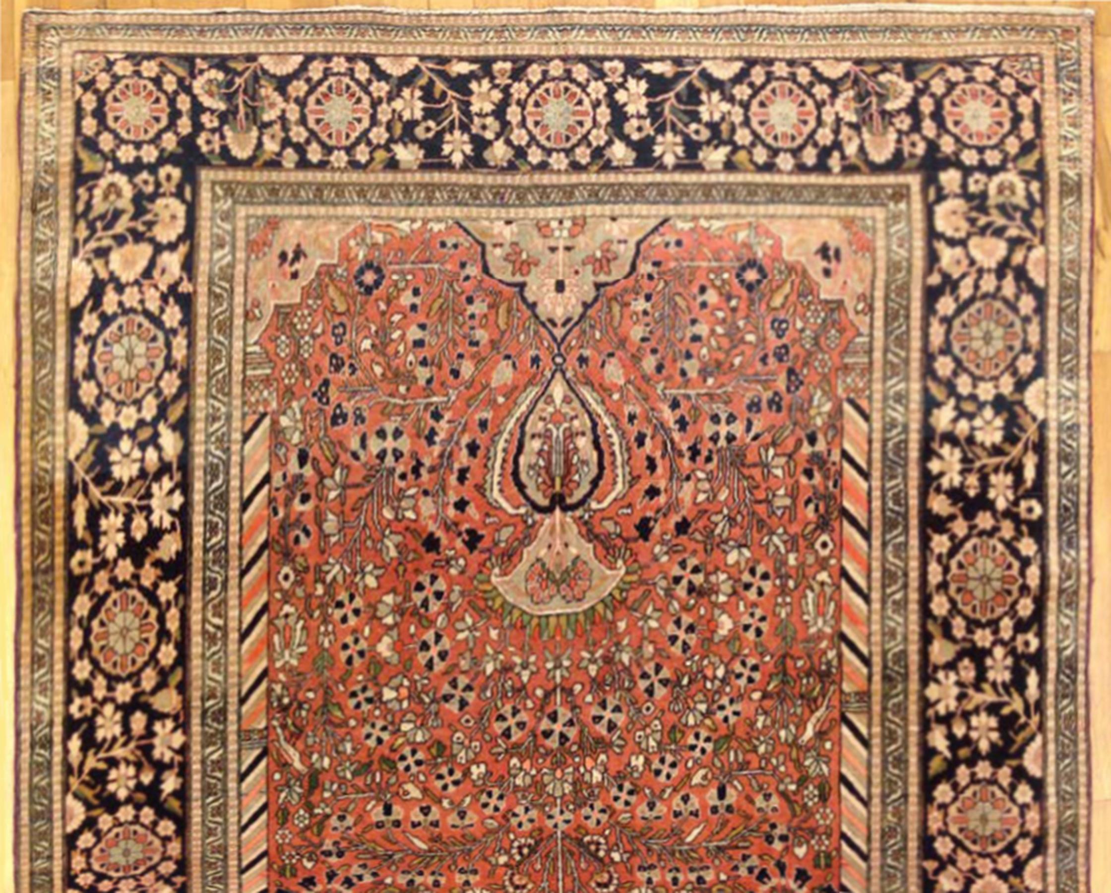Late 19th Century Antique Persian Mohtesham Kashan Rug, Small Size with Lantern Design, circa 1890 For Sale