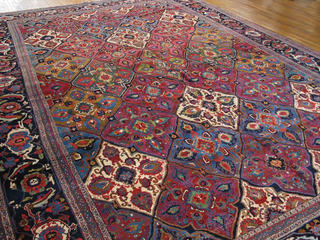 Hand-Knotted Early 20th Century E. Persian Khorassan Moud Carpet with Garden Design For Sale