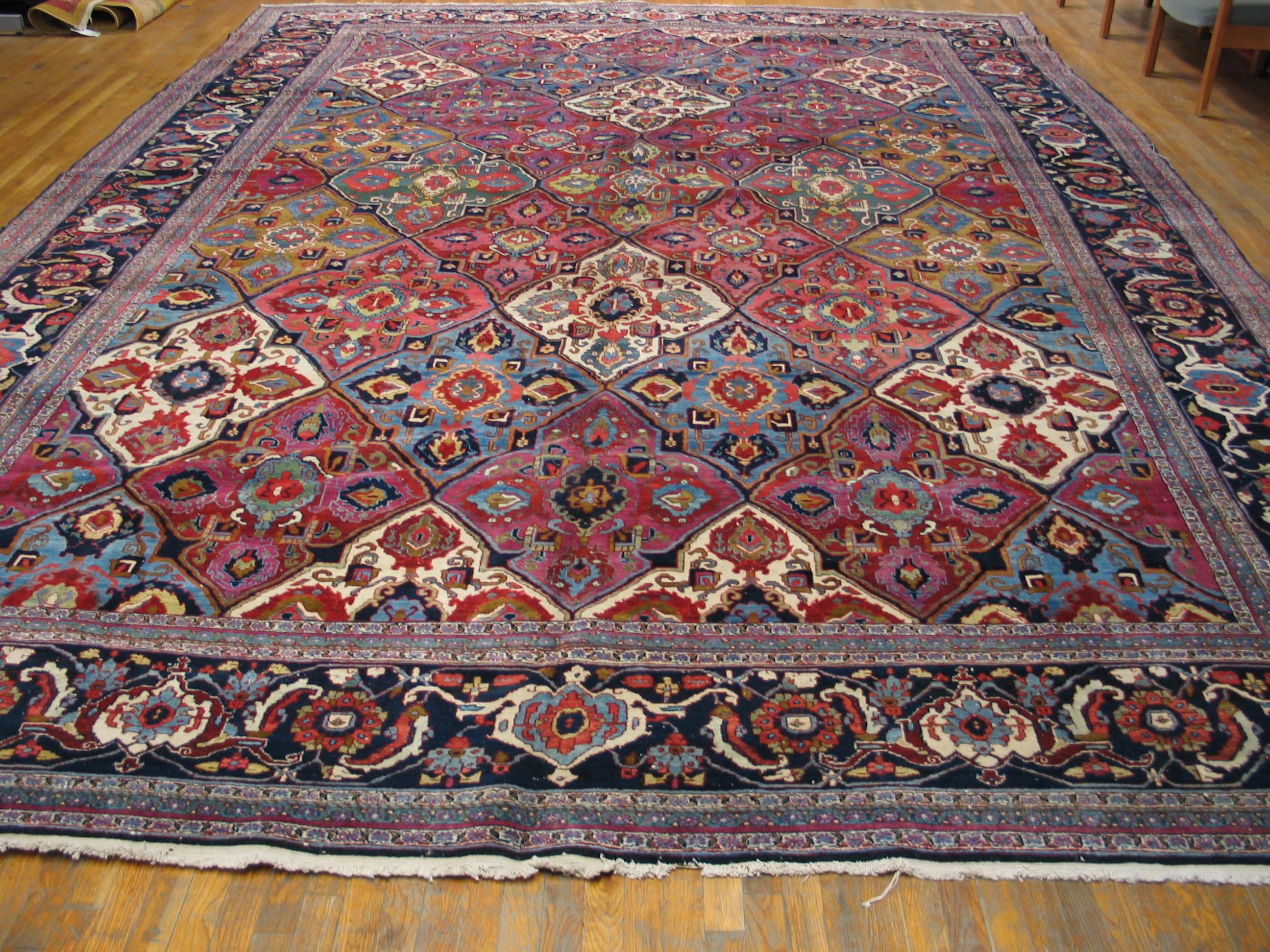 Wool Early 20th Century E. Persian Khorassan Moud Carpet with Garden Design For Sale