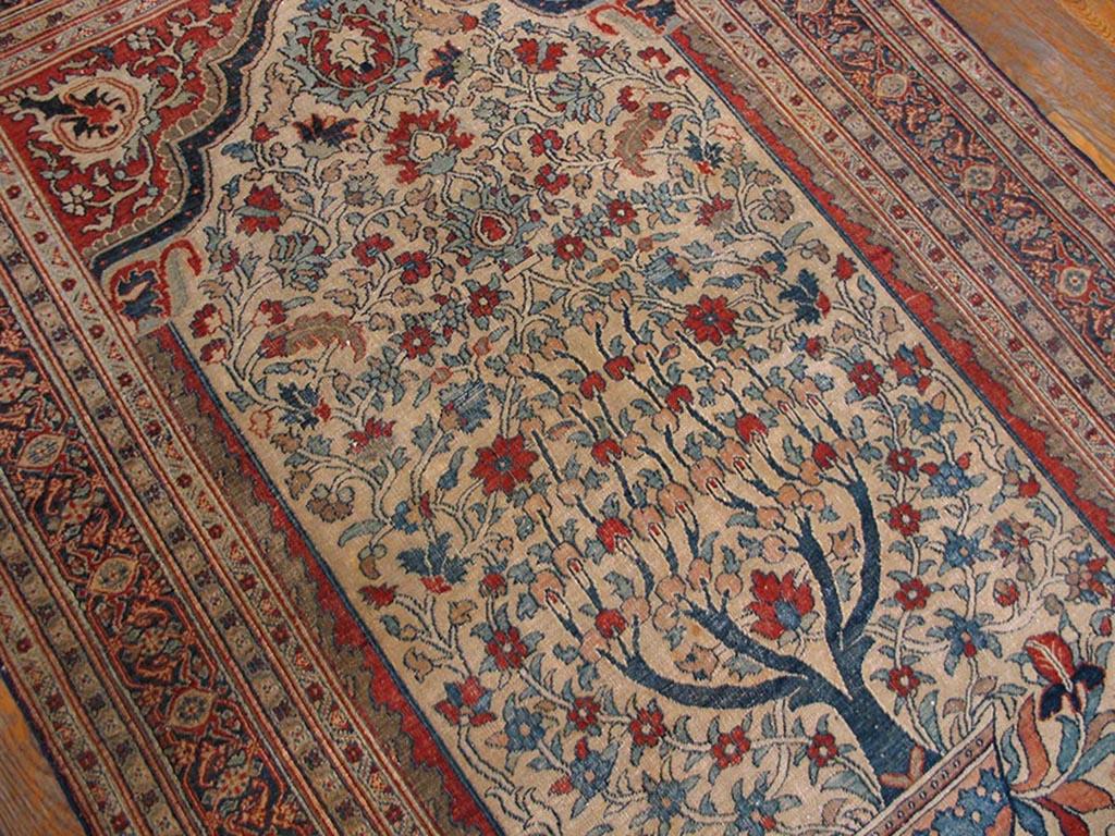 Late 19th Century 19th Century N.E. Persian Moud Meditation Carpet ( 3'8