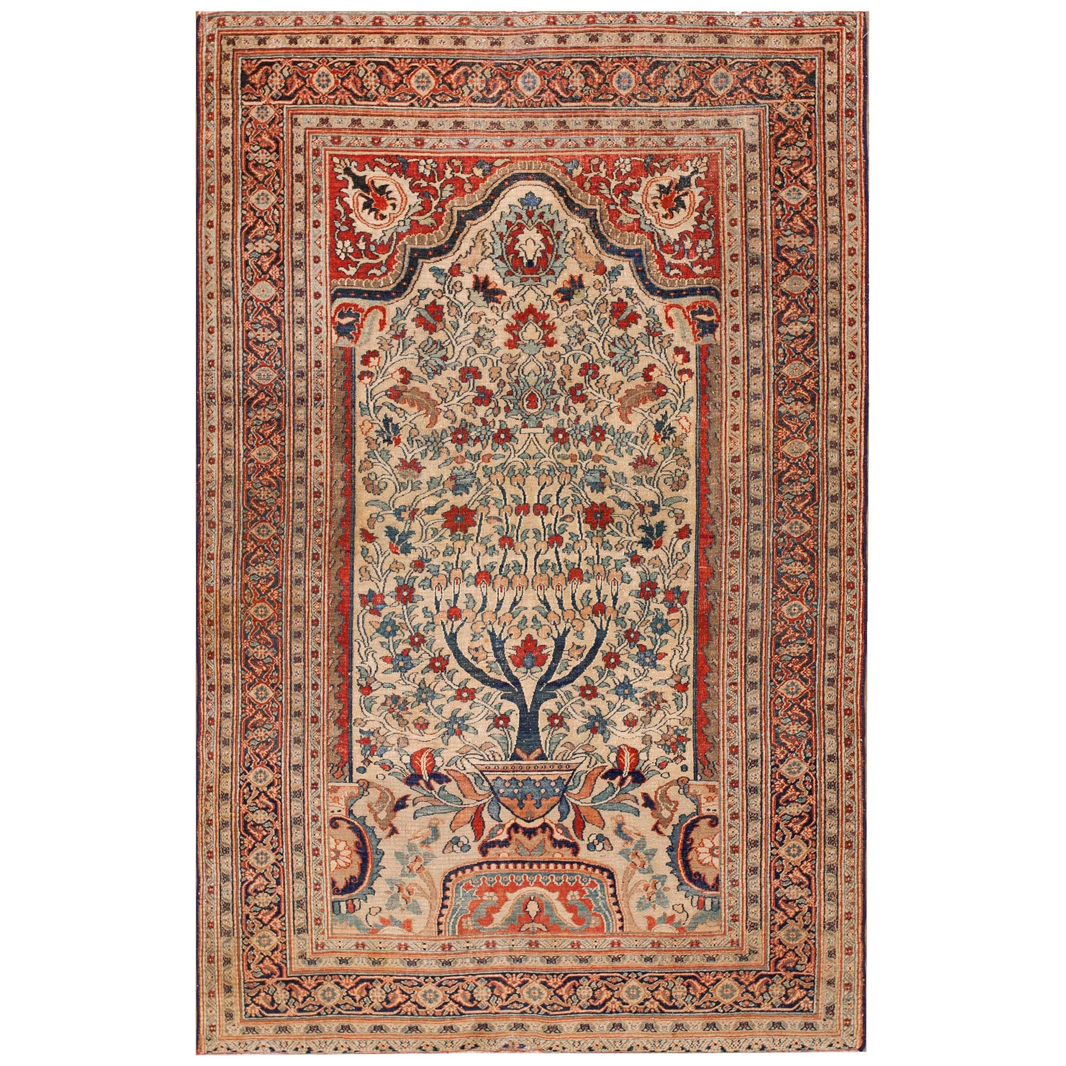 19th Century N.E. Persian Moud Meditation Carpet ( 3'8" x 5'10" - 112 x 178 ) For Sale