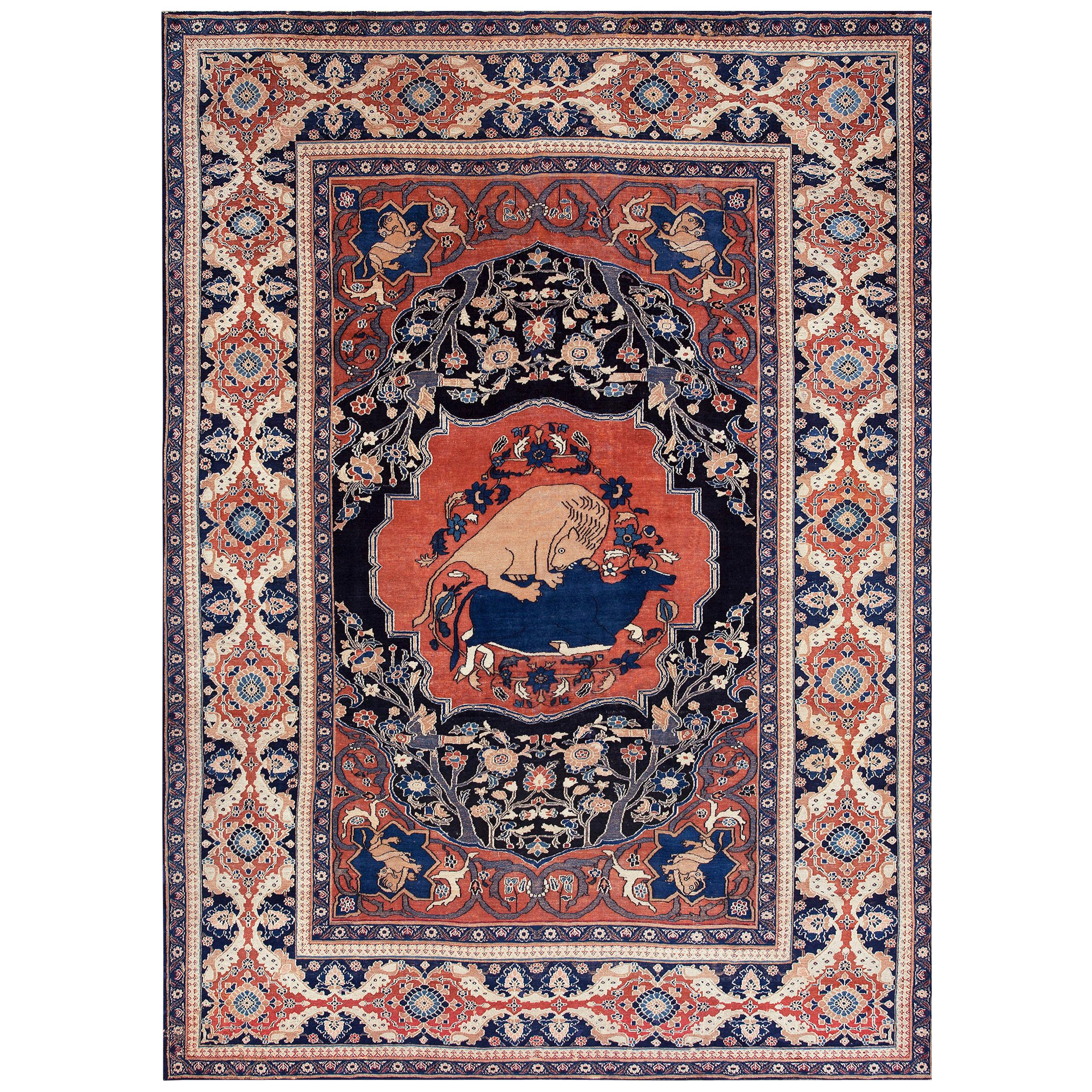 19th Century N.E. Persian Khorassan Moud Hunting Carpet ( 9' x 11' 8"-275 x 355)
