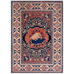 Antique 19th Century N.E. Persian Khorassan Moud Hunting Carpet ( 9' x 11' 8"-275 x 355)