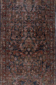 Antique Persian Mustafi Mahal Runner Rug