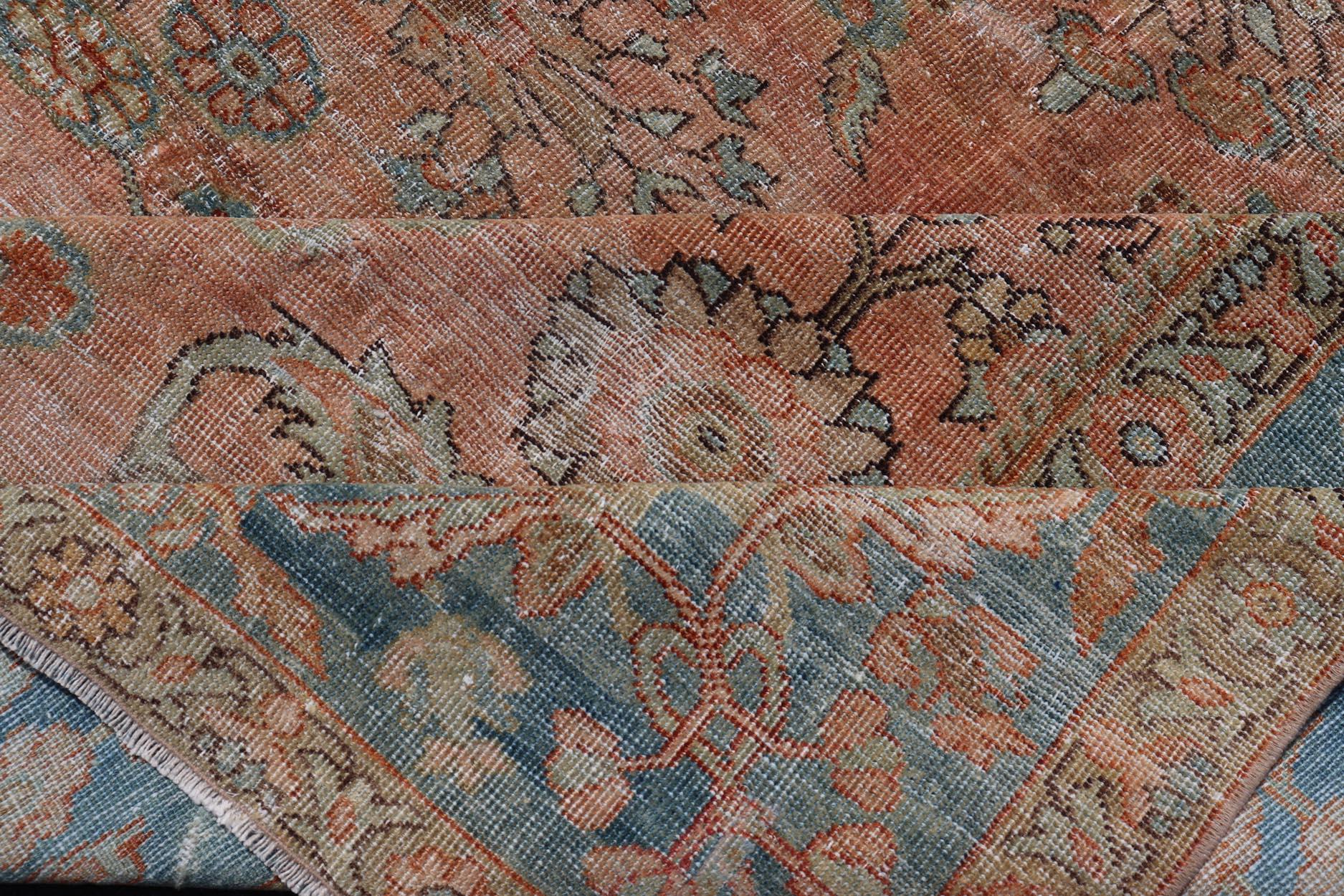 Antiker persischer gedeckter, farbiger Sultanabad Mahal-Teppich mit Blumenmuster aus Sultanabad Mahal im Angebot 6