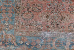 Antique Persian Muted Colored Sultanabad Mahal Rug with All Over Floral Design