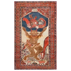 Antique Persian Mythological Sarouk Farahan Rug. Size: 4 ft 2 in x 6 ft 7 in 