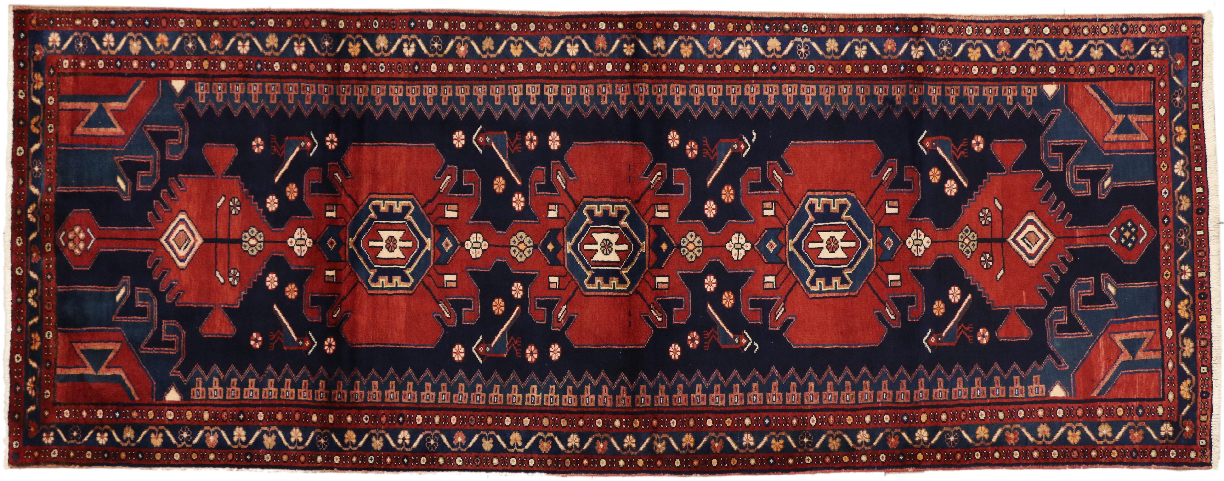 20th Century Antique Persian Nahavand Hamadan Runner with Modern Tribal Style For Sale