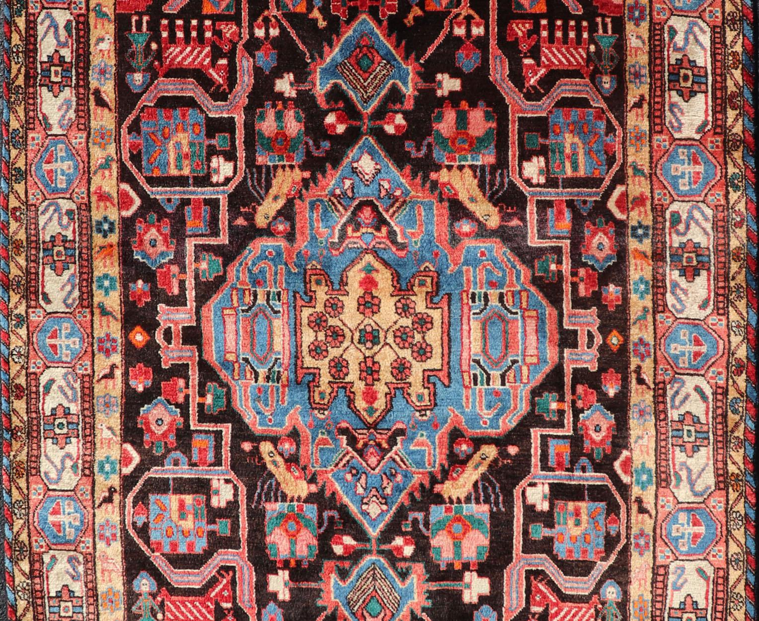 Antique Persian Nahavand Rug with All-Over Sub-Geometric Tribal Design In Good Condition For Sale In Atlanta, GA