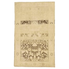 Antique Persian Nahavand Rug with Distressed Botanical Details on Ivory Field