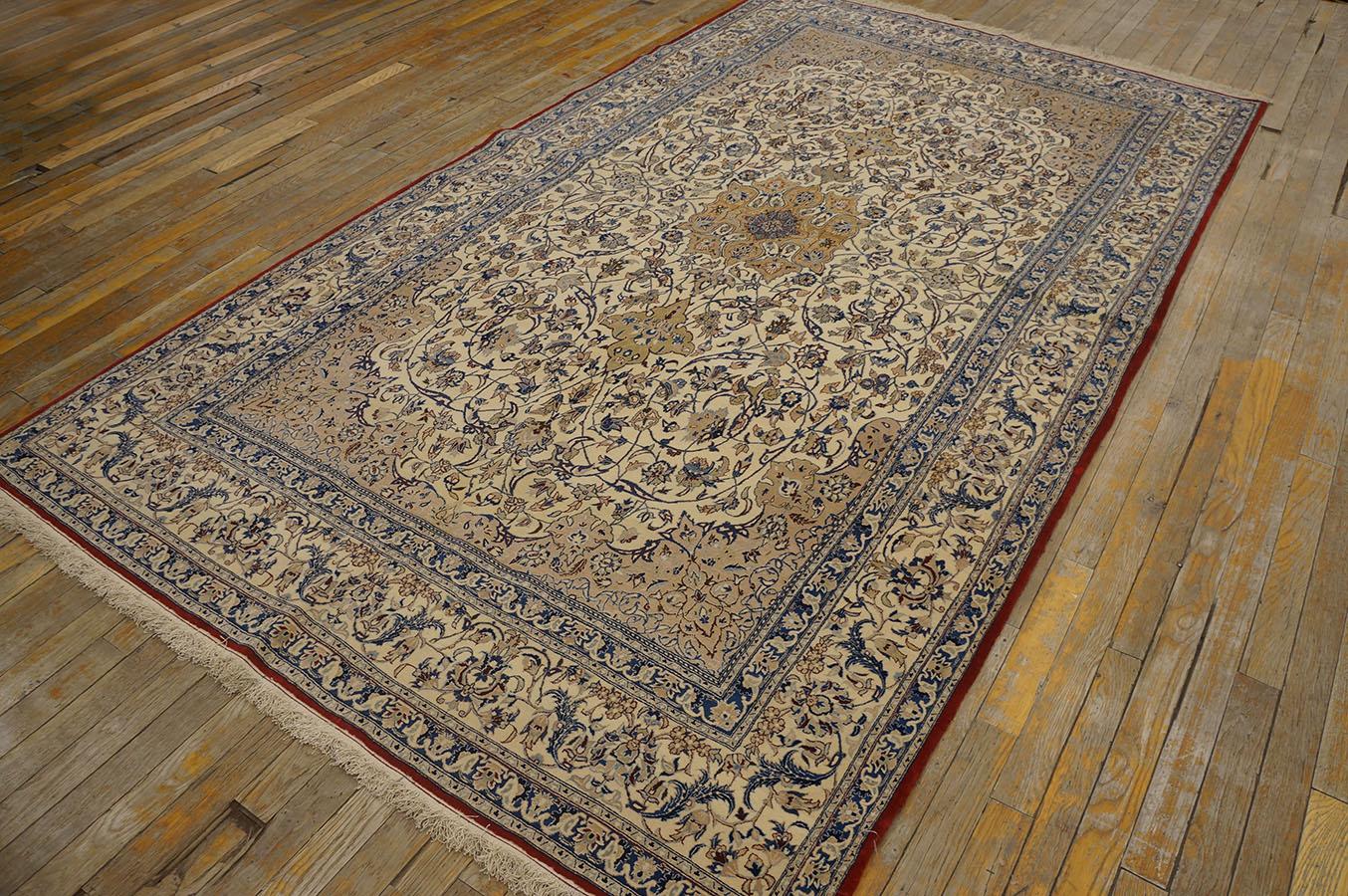 Persian Mid 20th Century Nain Wool & Silk Carpet ( 5'1