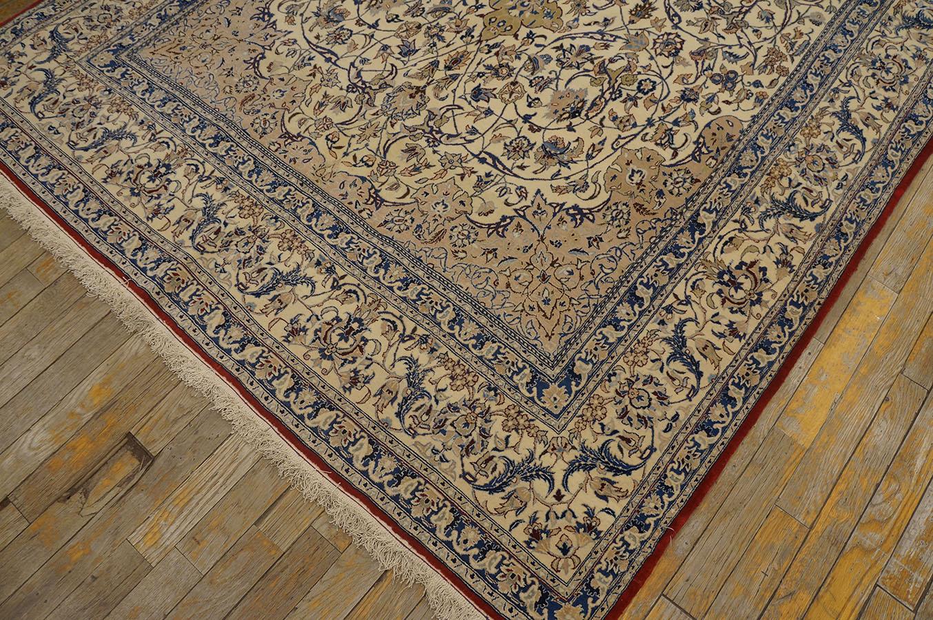 Hand-Knotted Mid 20th Century Nain Wool & Silk Carpet ( 5'1