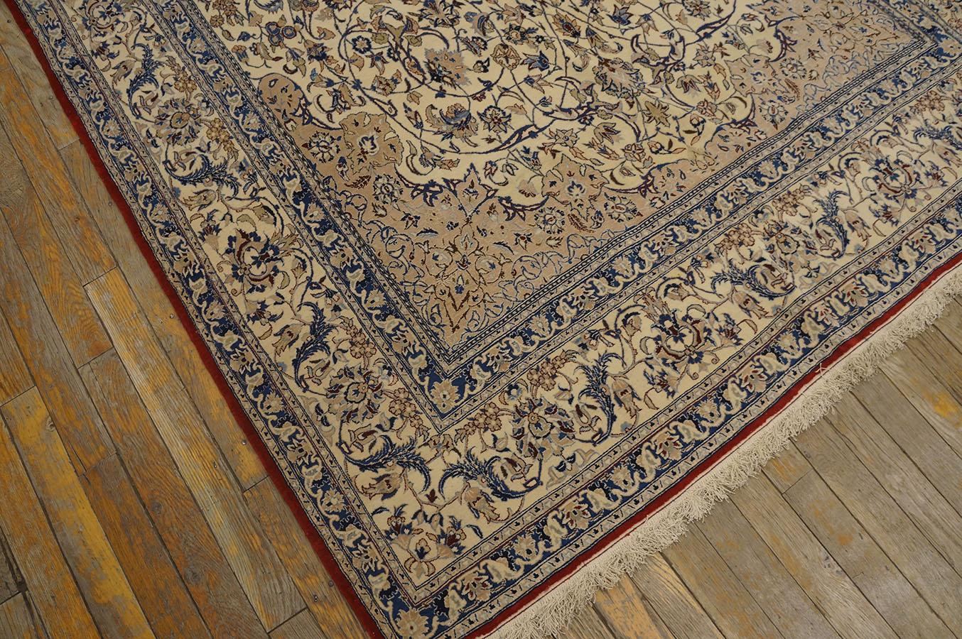 Tappeto in lana e seta Nain della metà del XX secolo ( 5'1
