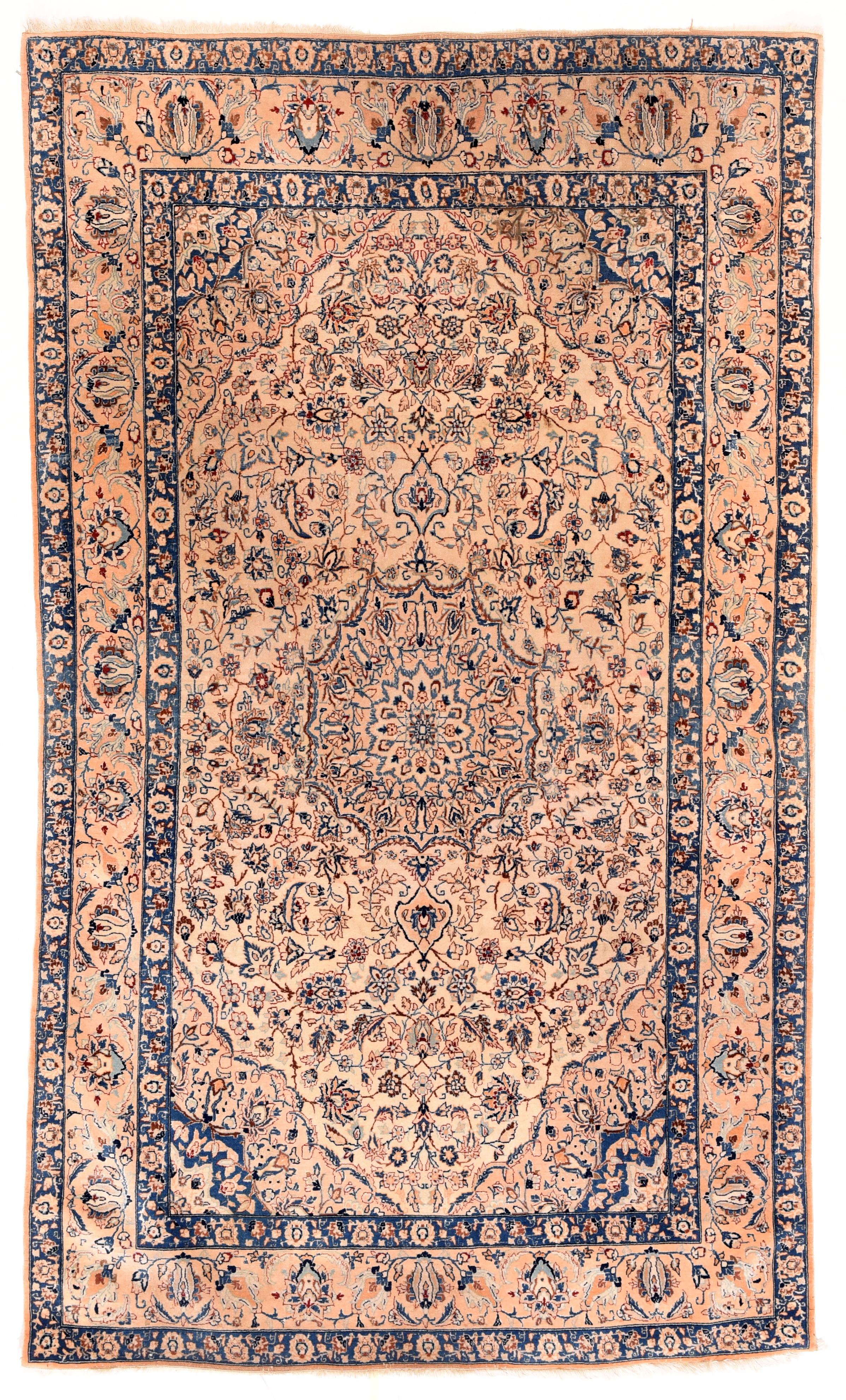 Hand-Knotted Fine Vintage Persian Naeen Area Rug For Sale