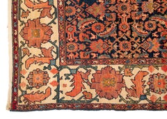 Antique Rust Ivory and Navy Blue Bakhtiari Persian Rug