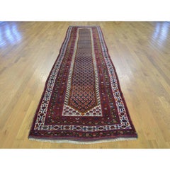 Antique Northwest Zoroastrian Boteh Design Runner Handmade Wool Oriental Rug