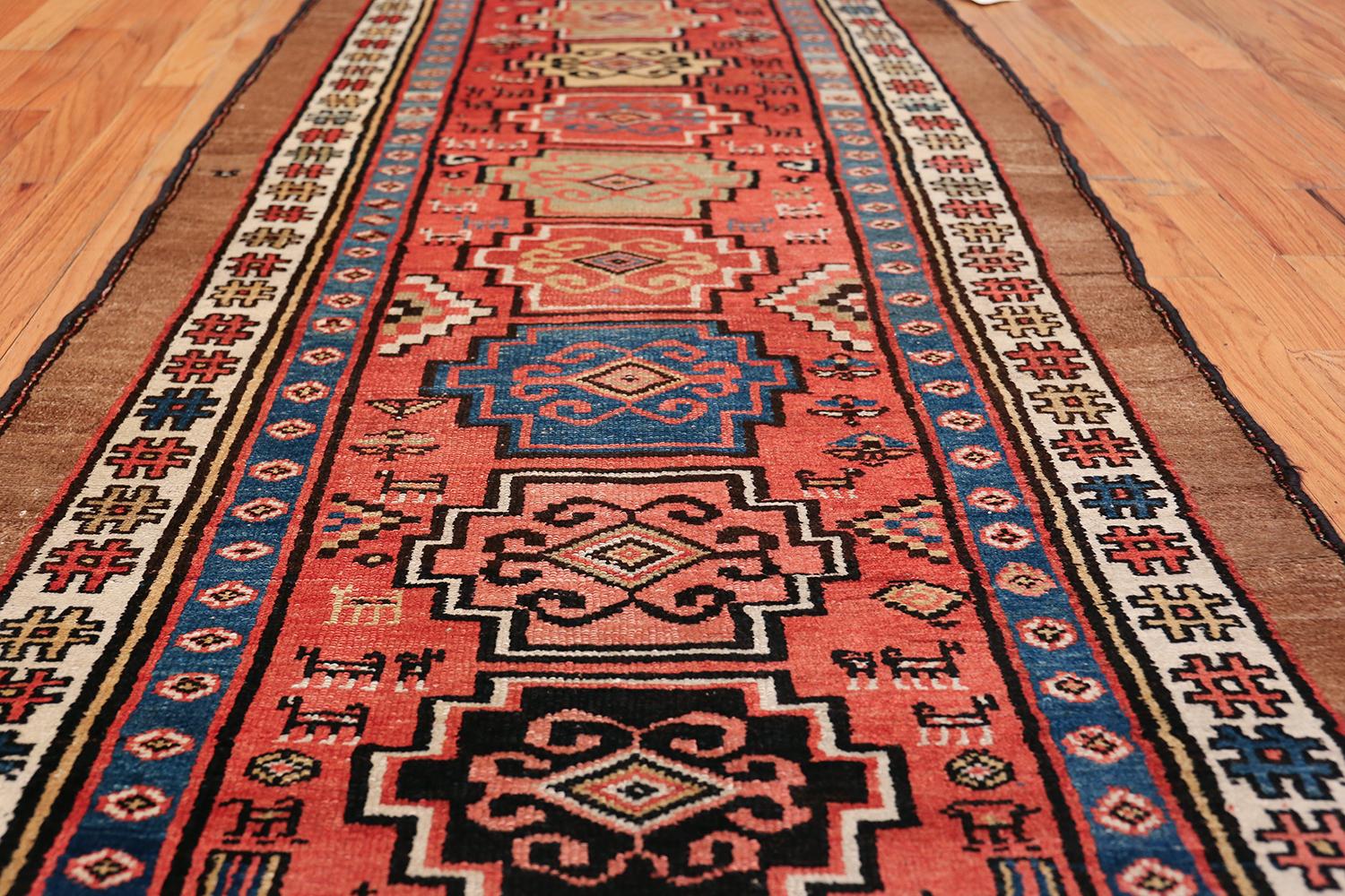 Tribal Antique Persian Northwest Rug. Size: 3 ft 6 in x 8 ft 4 in (1.07 m x 2.54 m)