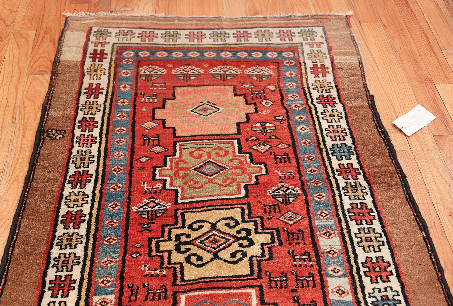 Wool Antique Persian Northwest Rug. Size: 3 ft 6 in x 8 ft 4 in (1.07 m x 2.54 m)