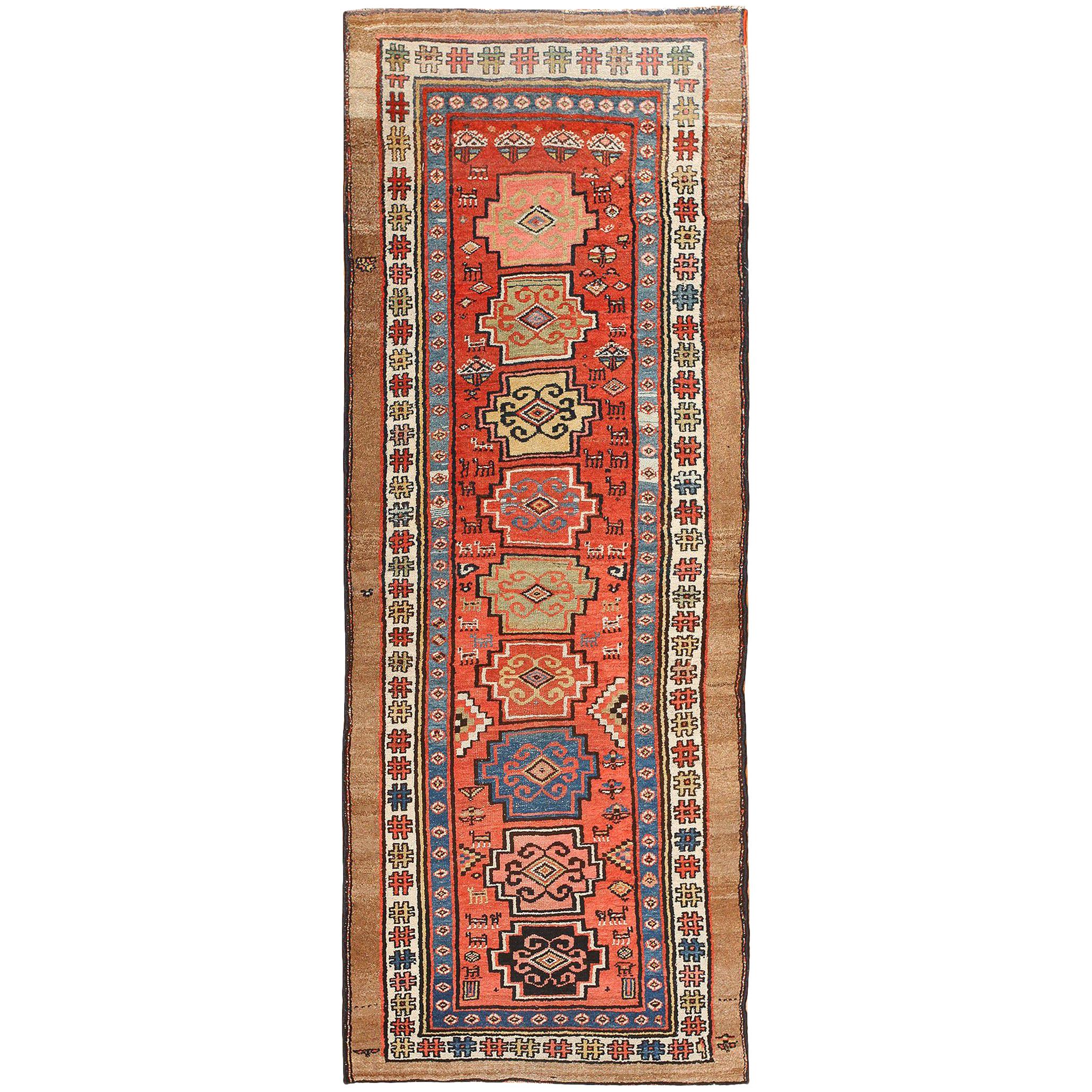 Antique Persian Northwest Rug. Size: 3 ft 6 in x 8 ft 4 in (1.07 m x 2.54 m)