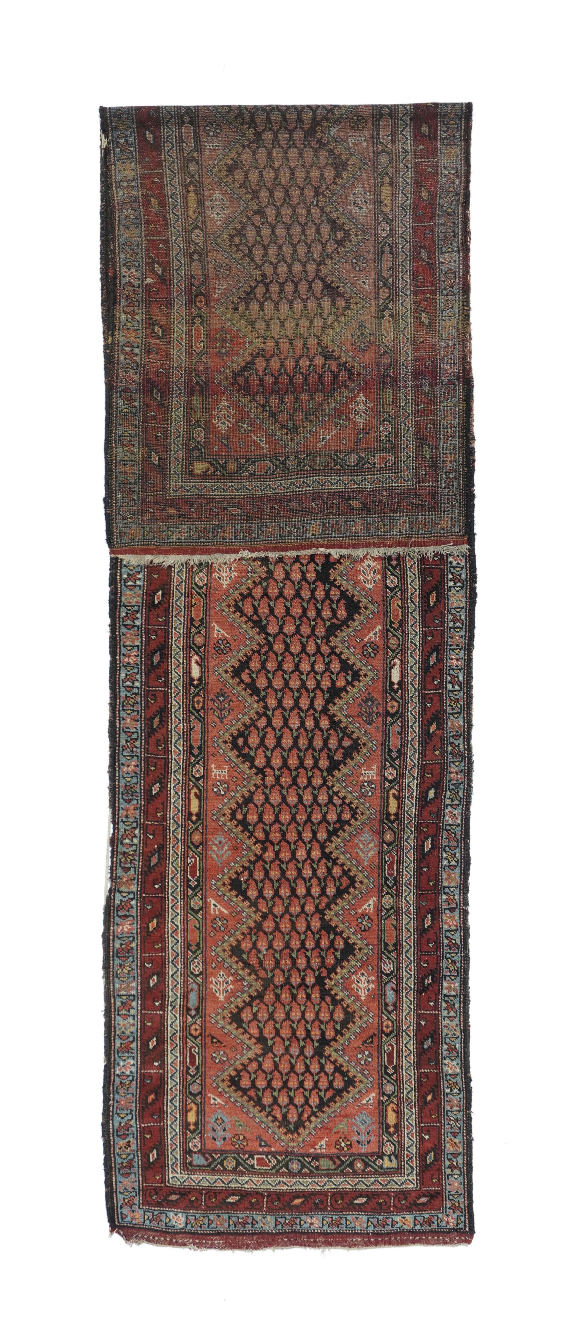 Antique Persian NW runner 3'2'' x 13'2''.