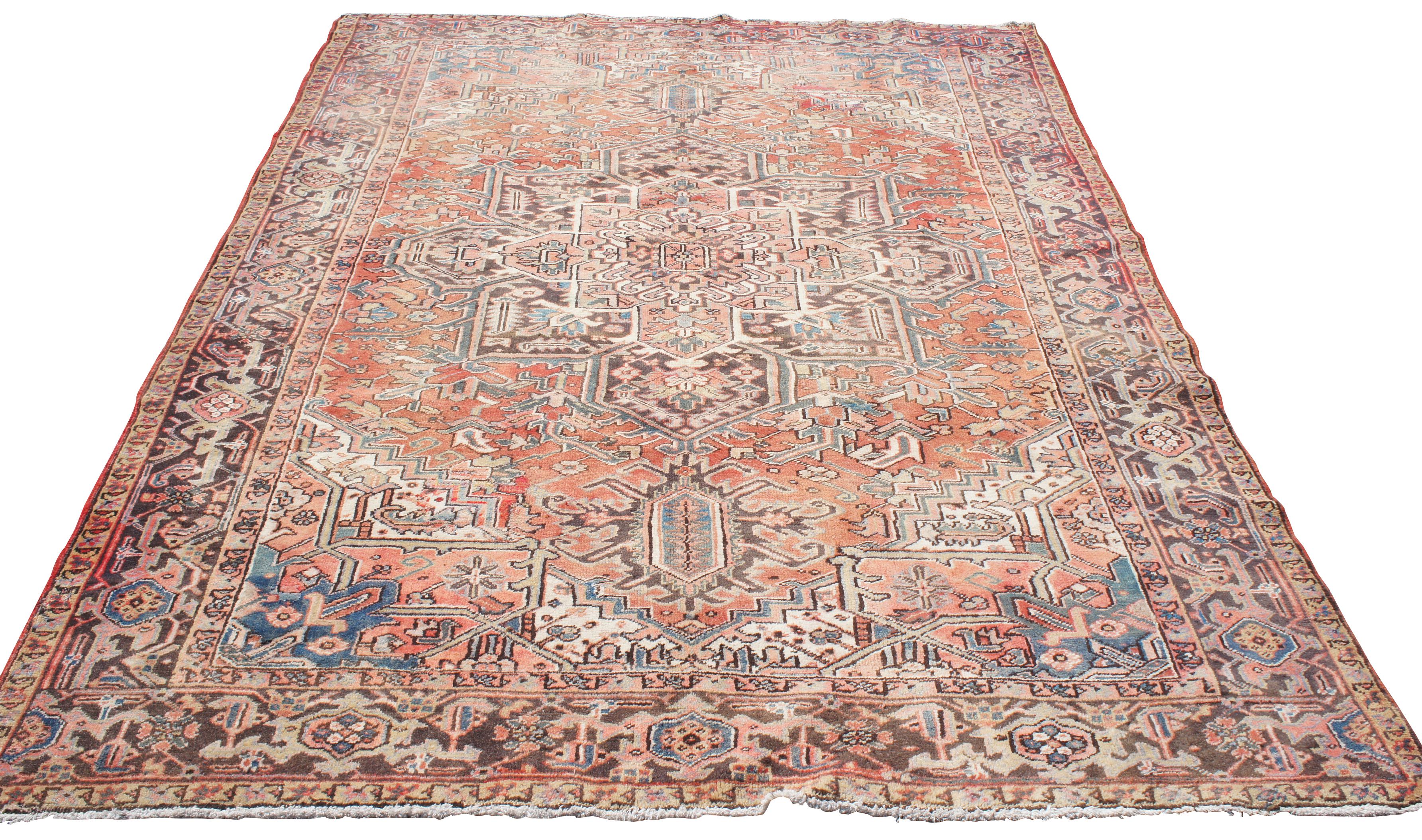 Heriz Serapi Antique Persian Oriental 100% Wool Heriz Medallion Area Rug Carpet 10.6'