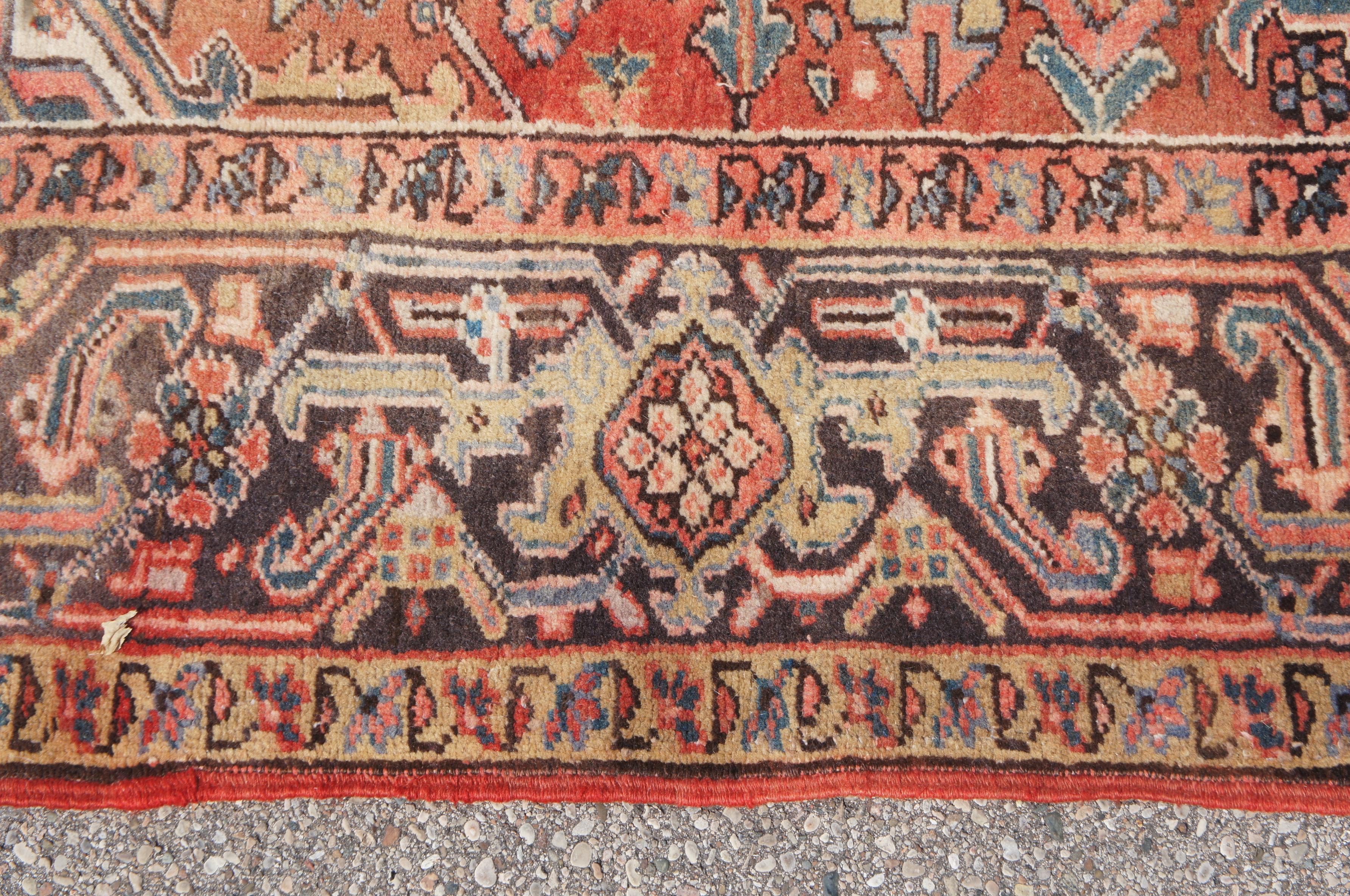 Antique Persian Oriental 100% Wool Heriz Medallion Area Rug Carpet 10.6' 1
