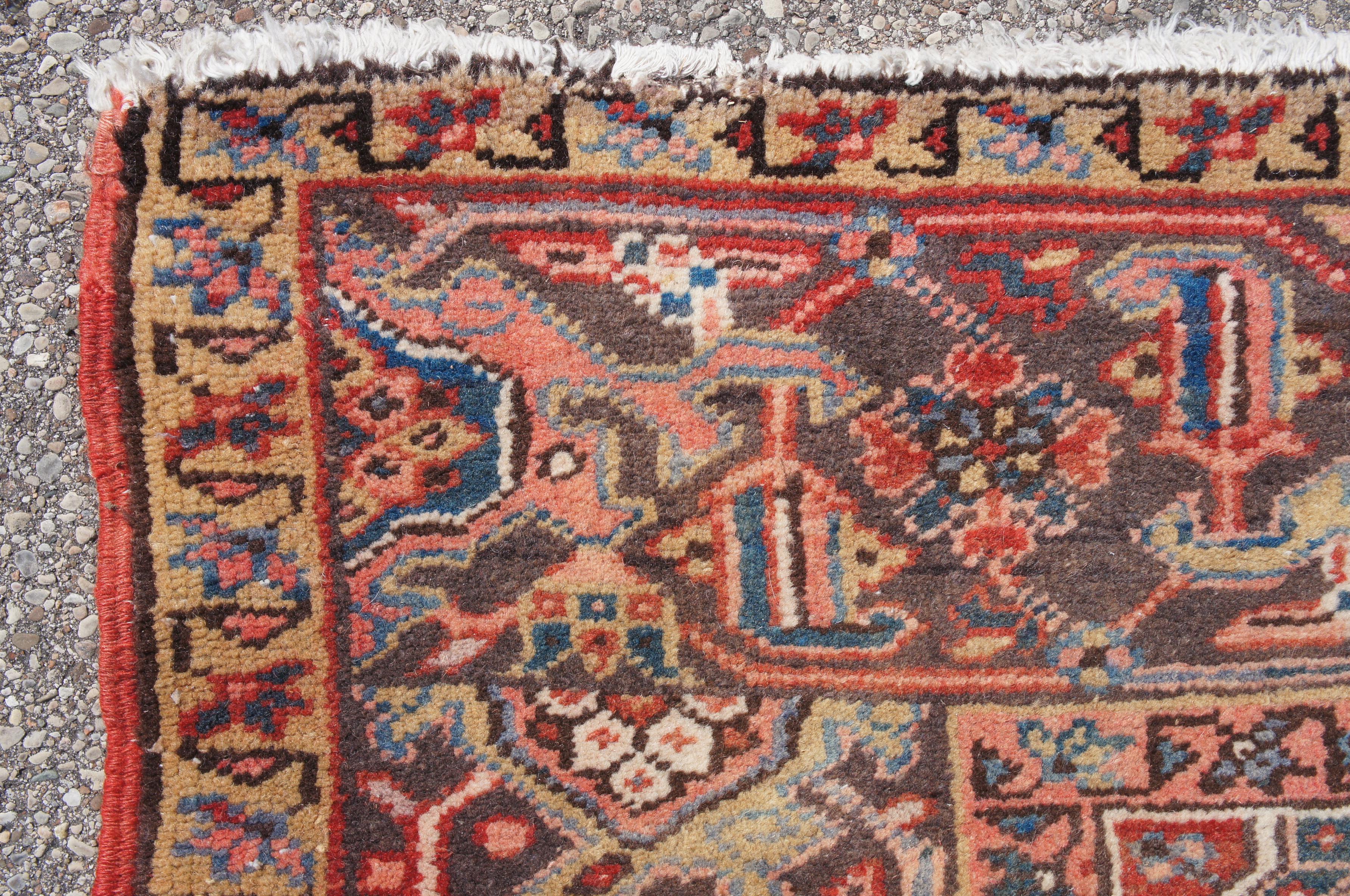 Antique Persian Oriental 100% Wool Heriz Medallion Area Rug Carpet 10.6' 2