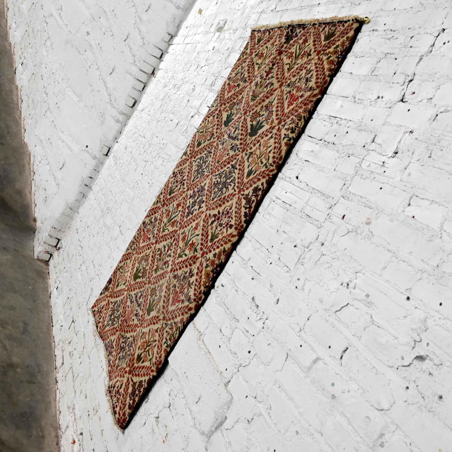 Antique Persian Oriental Hand Woven Wool & Cotton Leaf & Floral Rug Wall Hanging For Sale 5