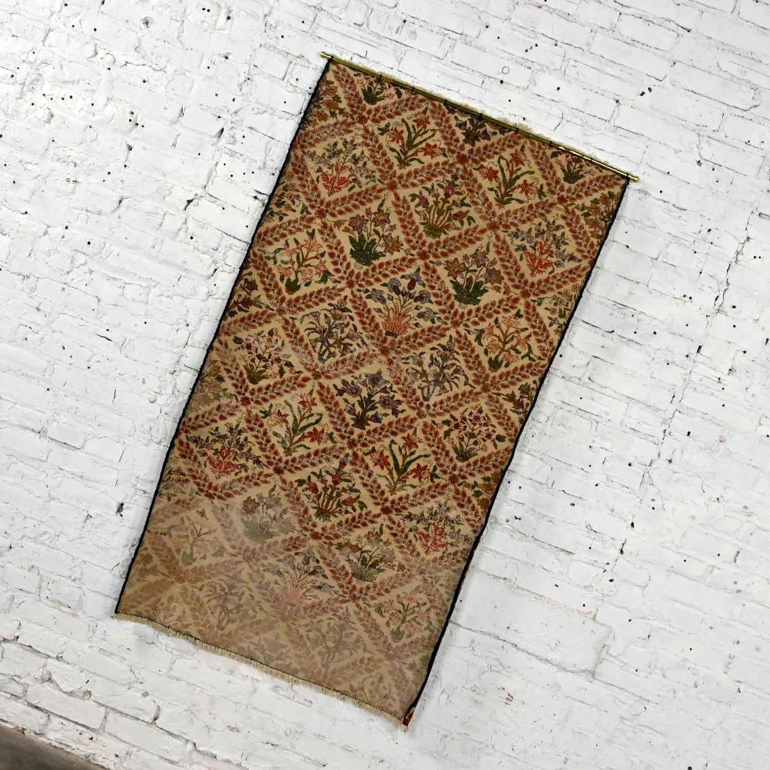 Antique Persian Oriental Hand Woven Wool & Cotton Leaf & Floral Rug Wall Hanging For Sale 7