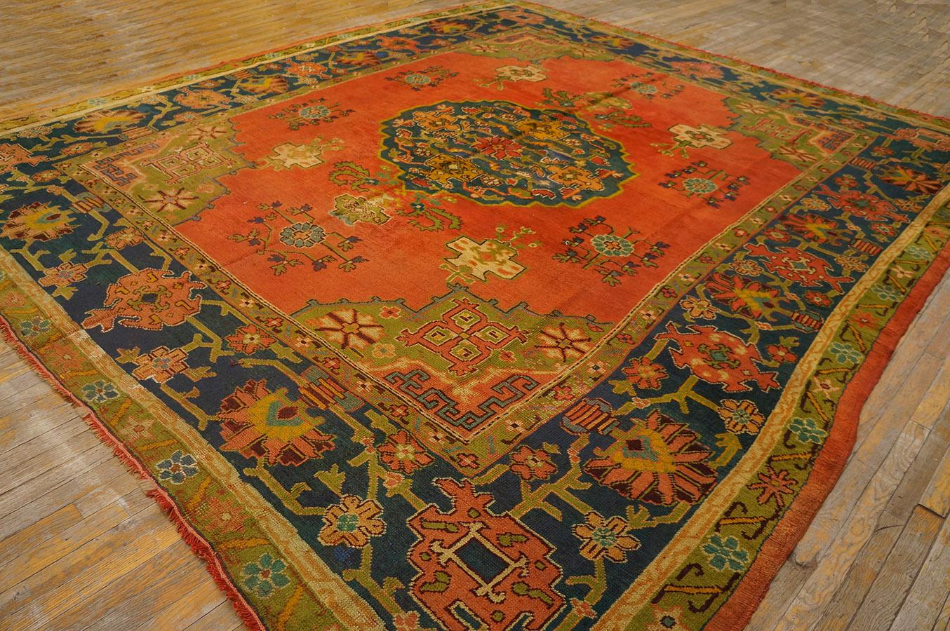 Hand-Knotted Late 19th Century Turkish Oushak Carpet ( 10' 7'' x 12' 2'' - 322 x 370 ) For Sale