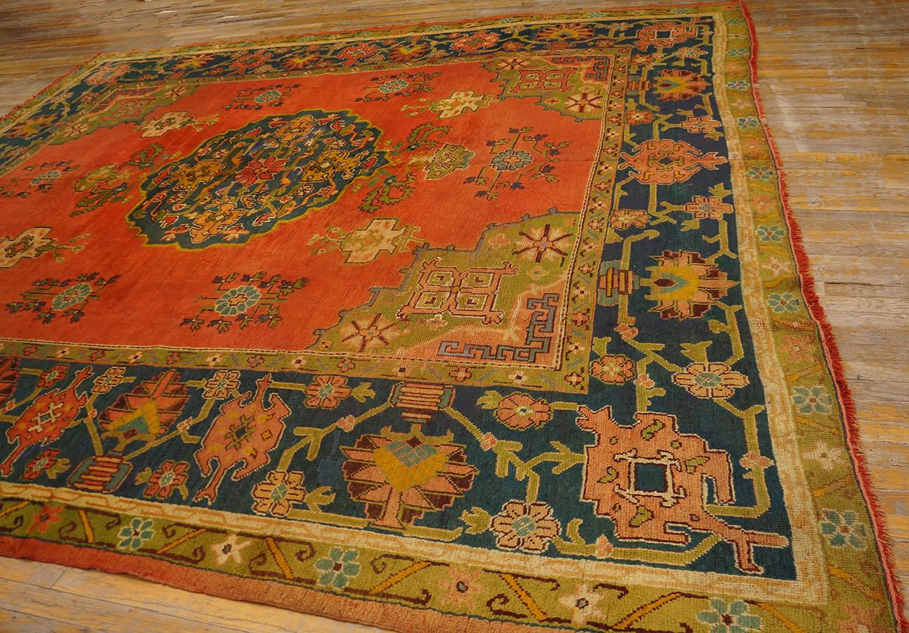 Wool Late 19th Century Turkish Oushak Carpet ( 10' 7'' x 12' 2'' - 322 x 370 ) For Sale