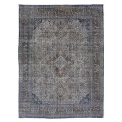 Antique Persian Overdyed Gray Wool Rug With Allover Motif