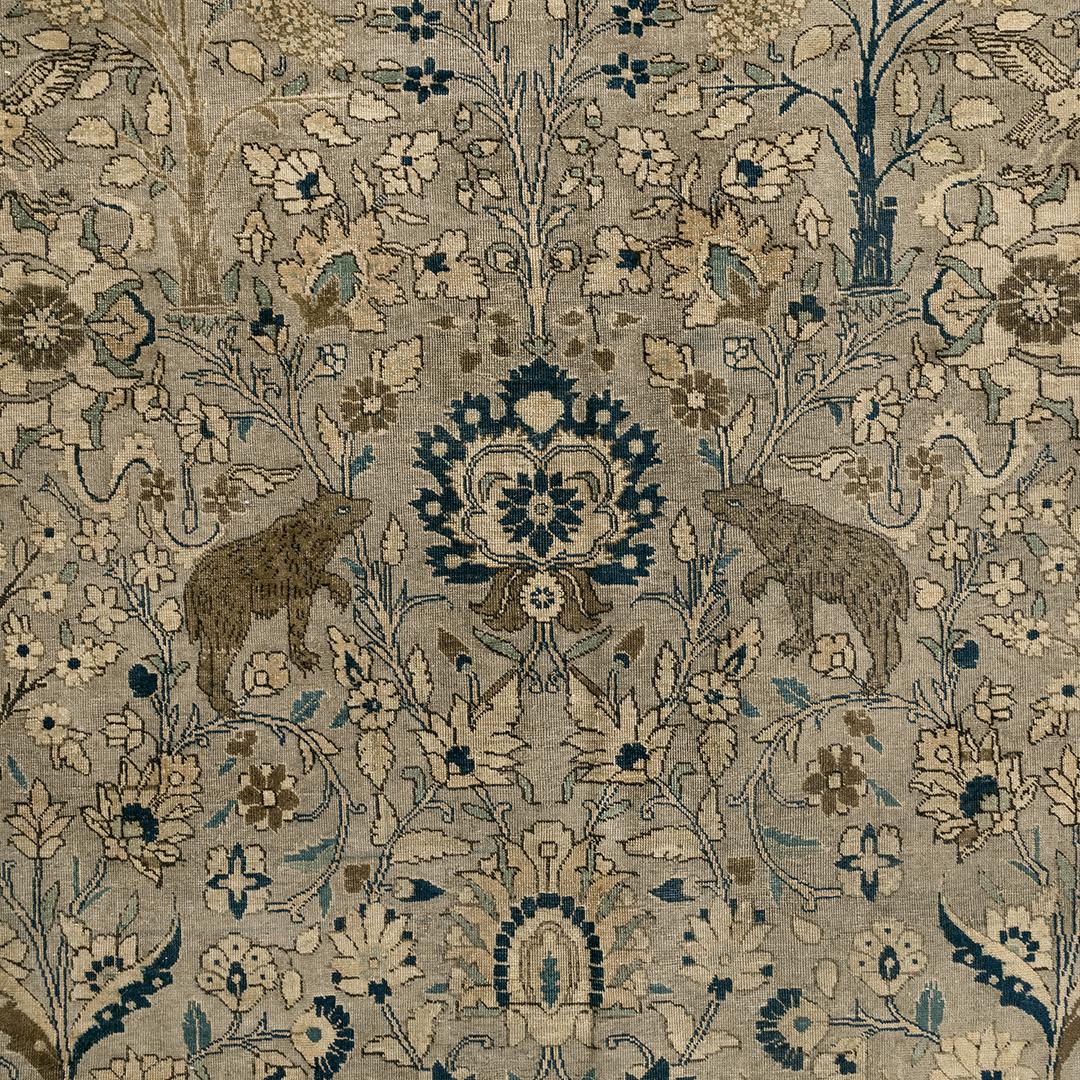 Antiker antiker persischer übergroßer Tier-Bilder-Tabriz-Teppich  13'3 x 20'5 im Angebot 4