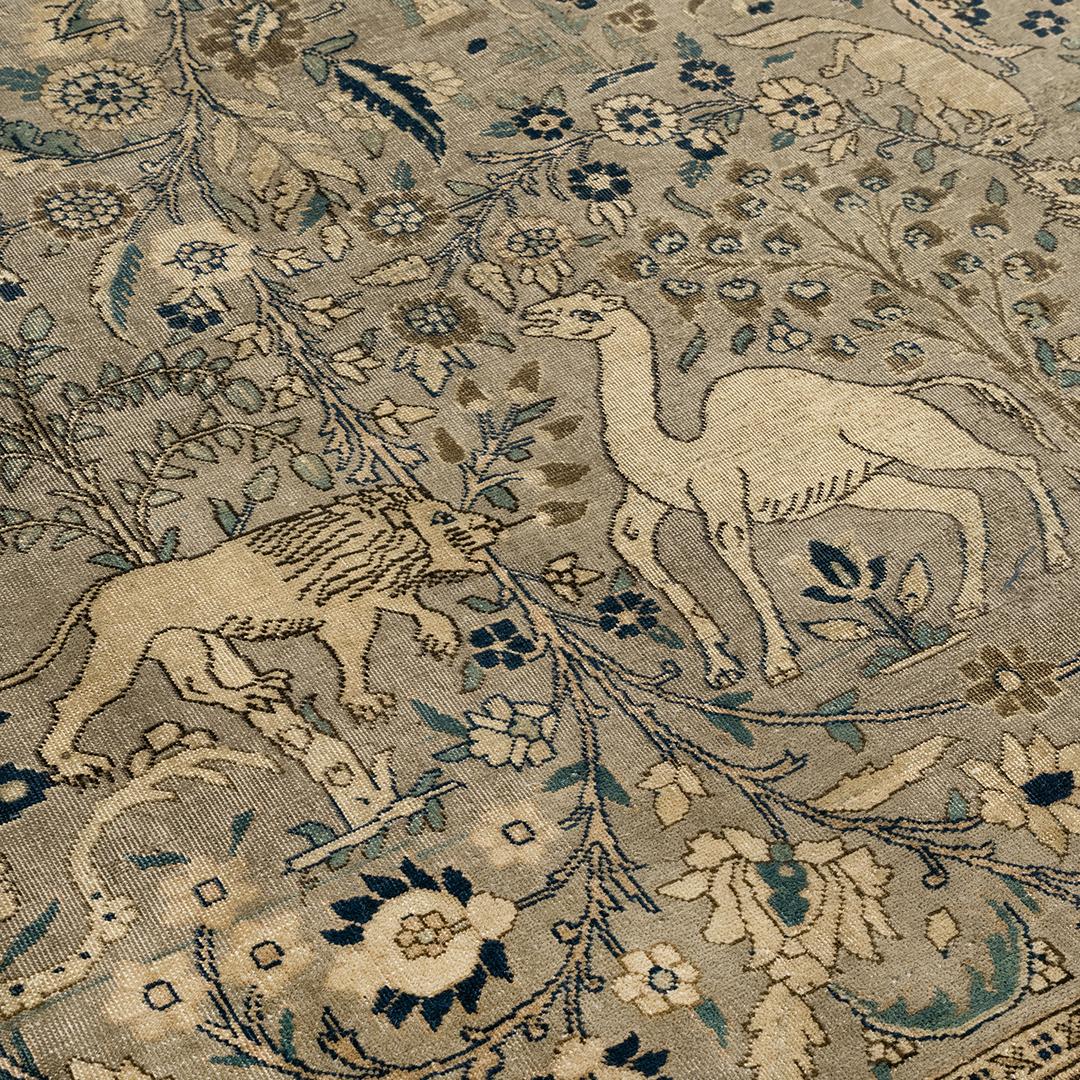 Antiker antiker persischer übergroßer Tier-Bilder-Tabriz-Teppich  13'3 x 20'5 im Angebot 5