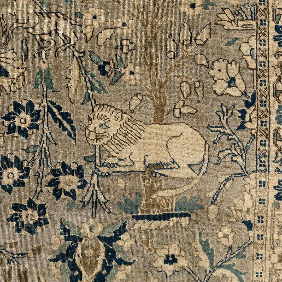 Tapis persan ancien surdimensionné à motif d'animaux picturaux de Tabriz  13'3 x 20'5 pouces Bon état - En vente à New York, NY