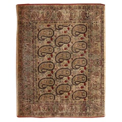 Antiker persischer Kerman-Teppich mit Paisleymuster. 1 ft 9 in x 1 ft 4 in