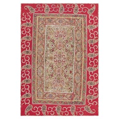 Textile persan ancien brodé de motifs cachemire Rashti 3'10" x 5'7"