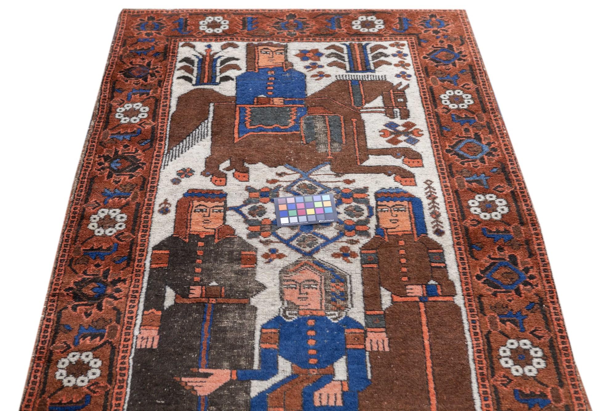 Antique Persian Pictoral Afshar Rug 3'11'' x 7'2'' For Sale 4