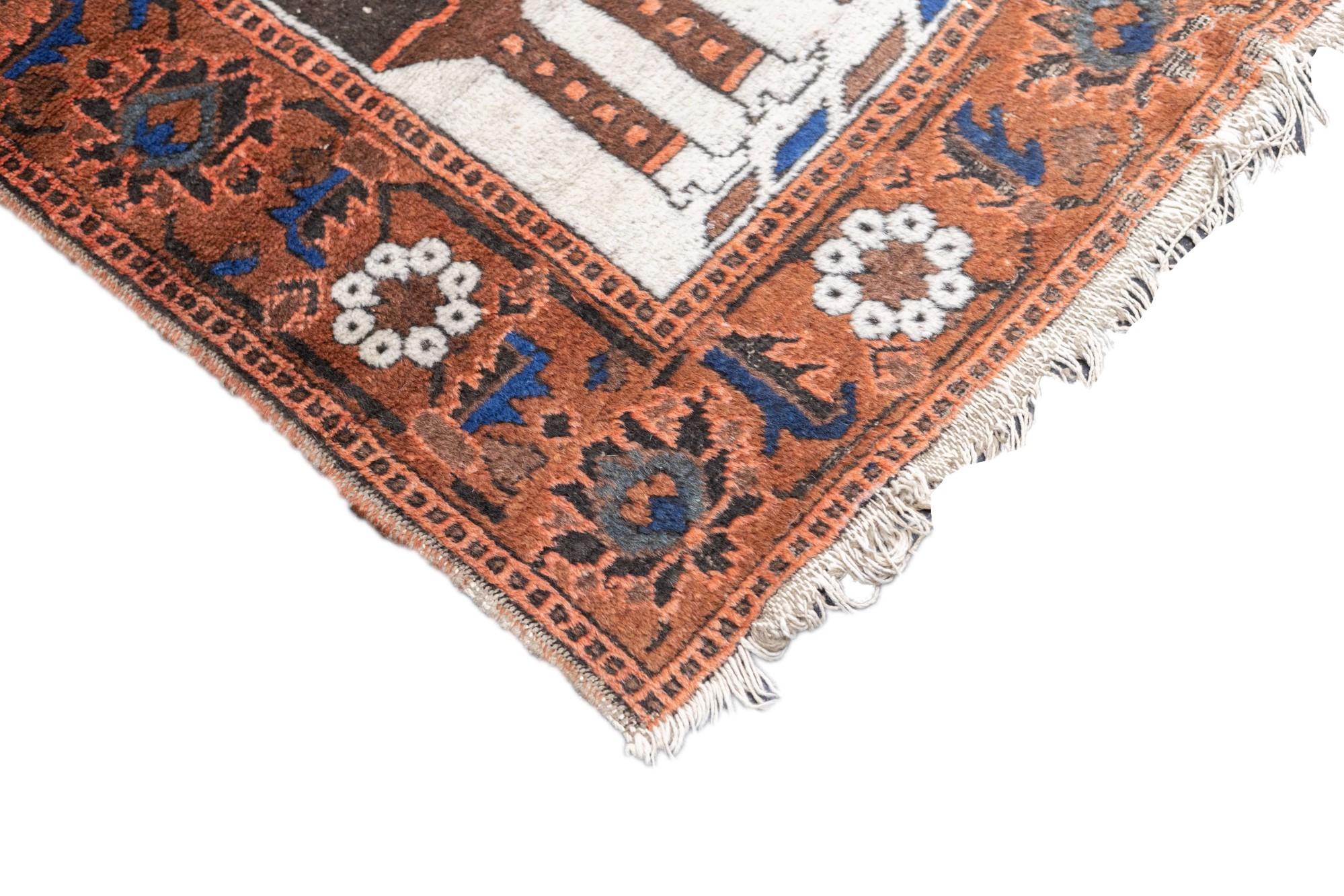 Hand-Knotted Antique Persian Pictoral Afshar Rug 3'11'' x 7'2'' For Sale