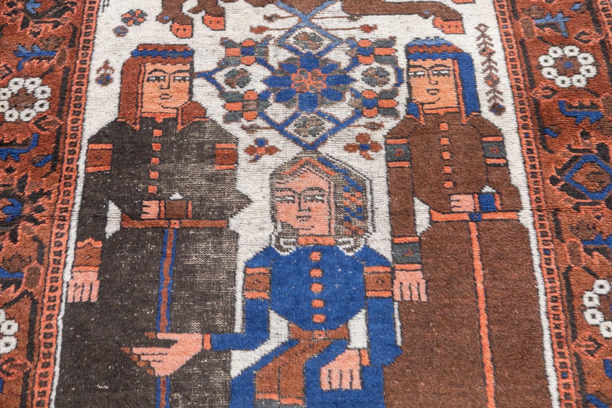 Antique Persian Pictoral Afshar Rug 3'11'' x 7'2'' For Sale 3