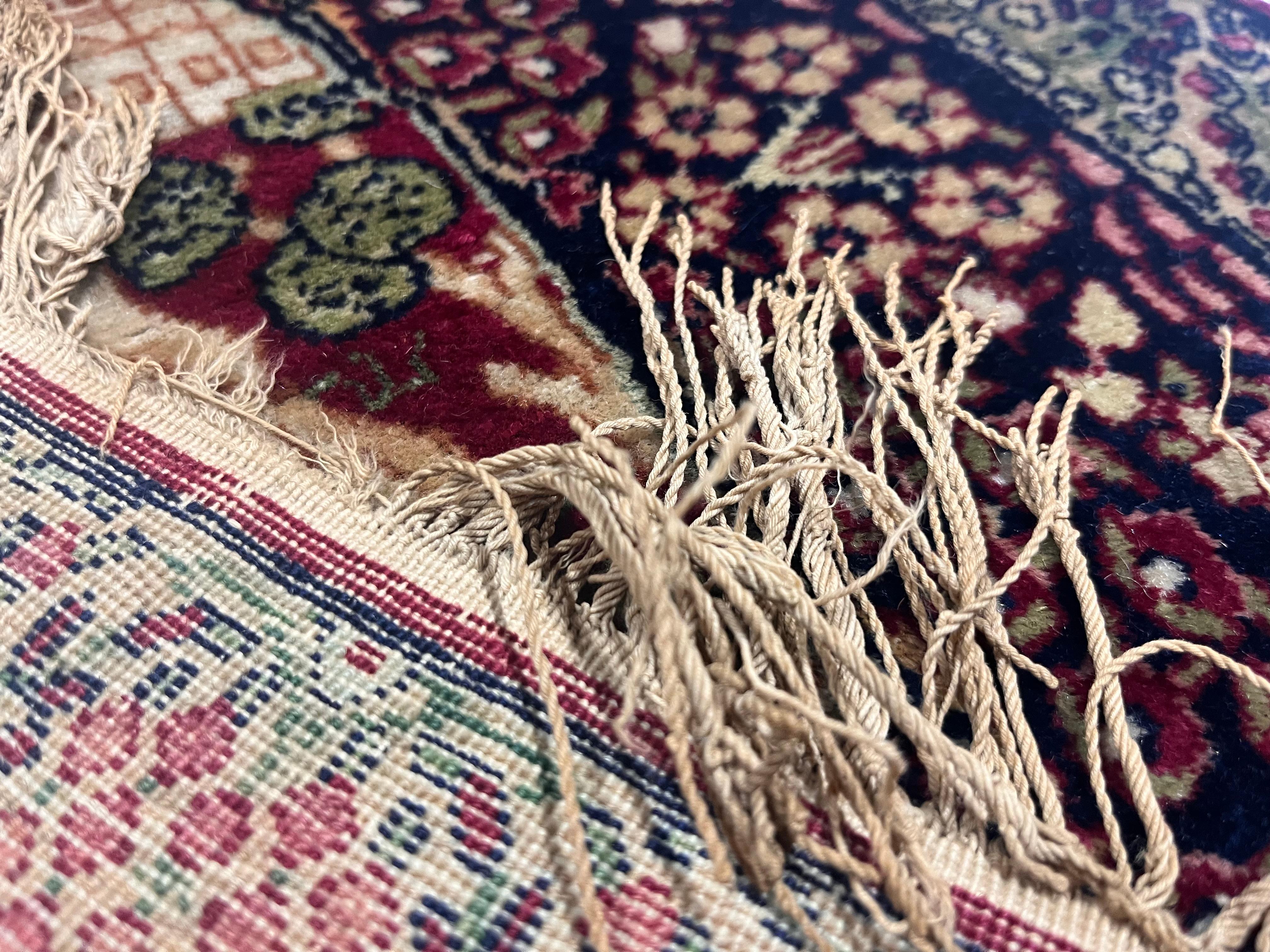 Antico tappeto persiano pittorico Lavar Kerman 2'0