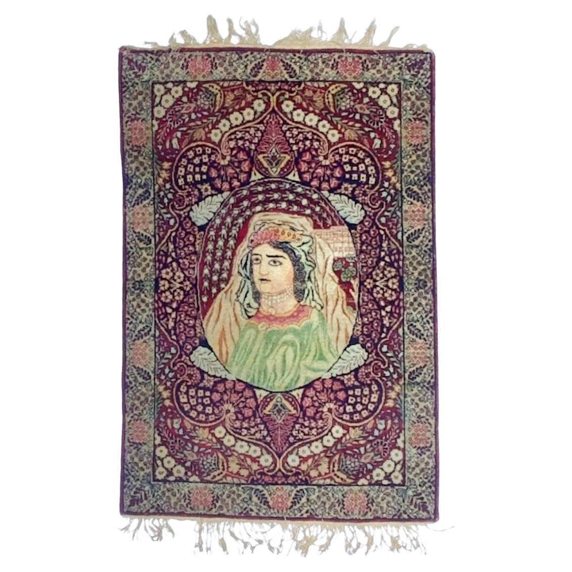 Antique Persian Pictorial Lavar Kerman Mat 2’0" x 3’0"