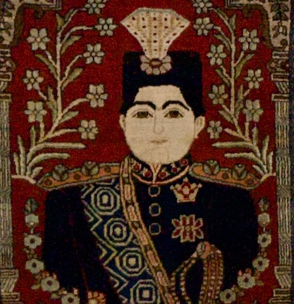 XIX secolo Antico tappeto persiano pittorico Mohtasham Kashan 2'1